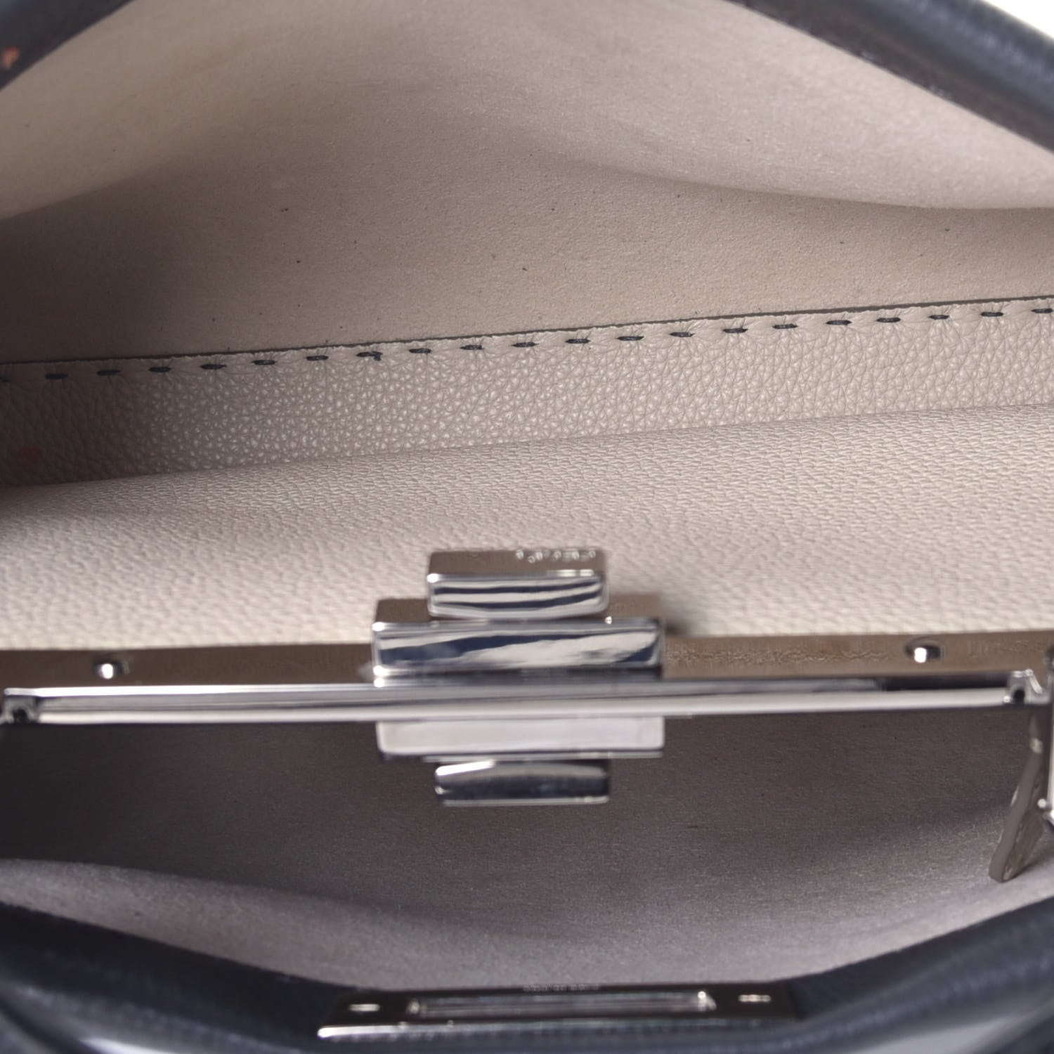 Fendi Cuoio Romano Selleria Bi-Color Medium Peekaboo Iconic Satchel Asfalto Latte 6 of 9