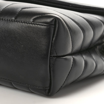 Saint Laurent Calfskin Y Quilted Monogram Small Loulou Chain Satchel Black 8 of 9