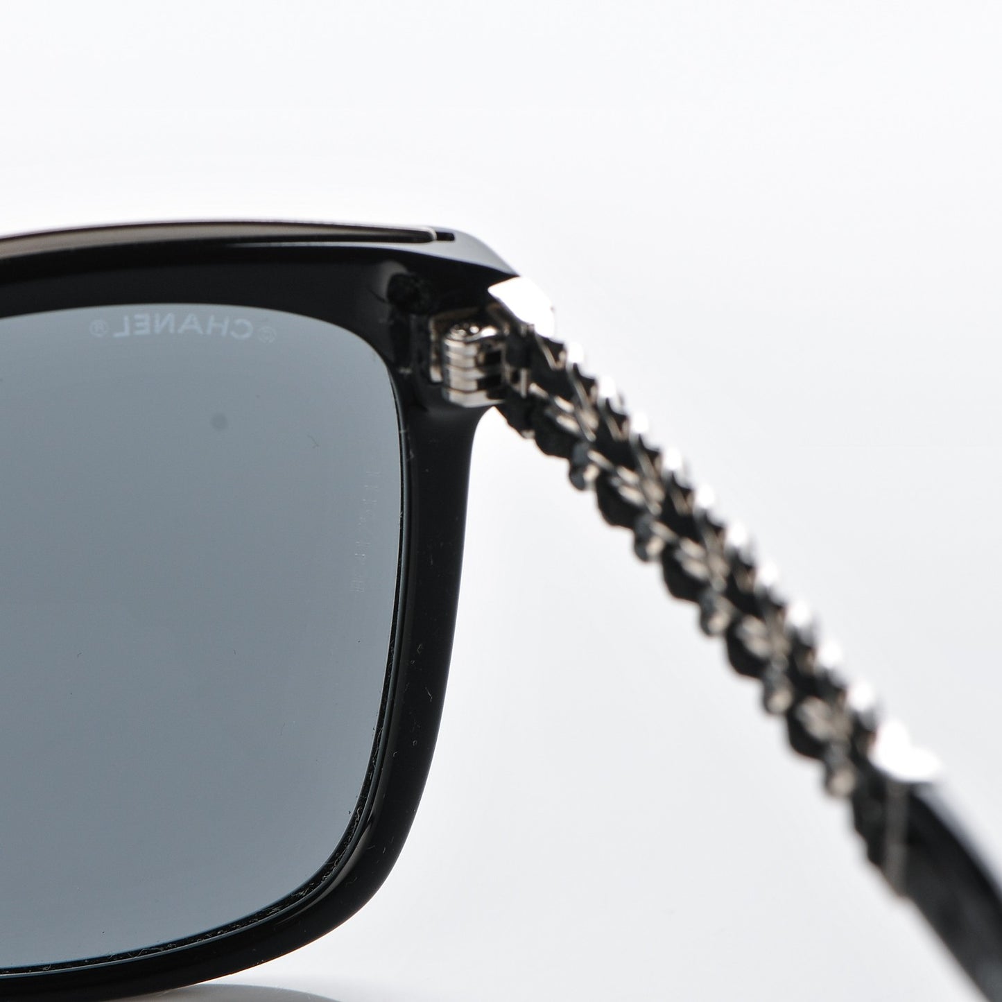 Calfskin Square Chain Sunglasses 5360-Q-A Black
