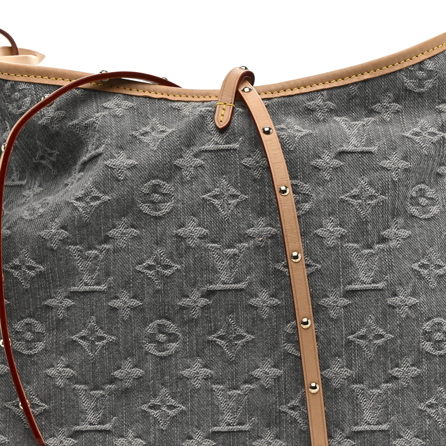 Monogram Denim CarryAll MM Washed Grey