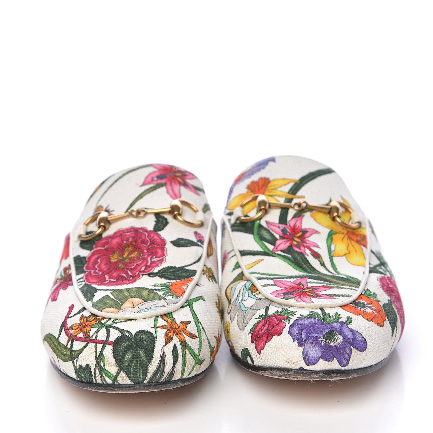 Gucci Canvas Flora Womens Princetown Slippers 39 White Multicolor 2 of 19