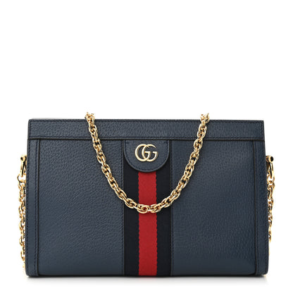 Gucci Textured Calfskin Web Small Ophidia Chain Shoulder Bag Blue Agata 1 of 10