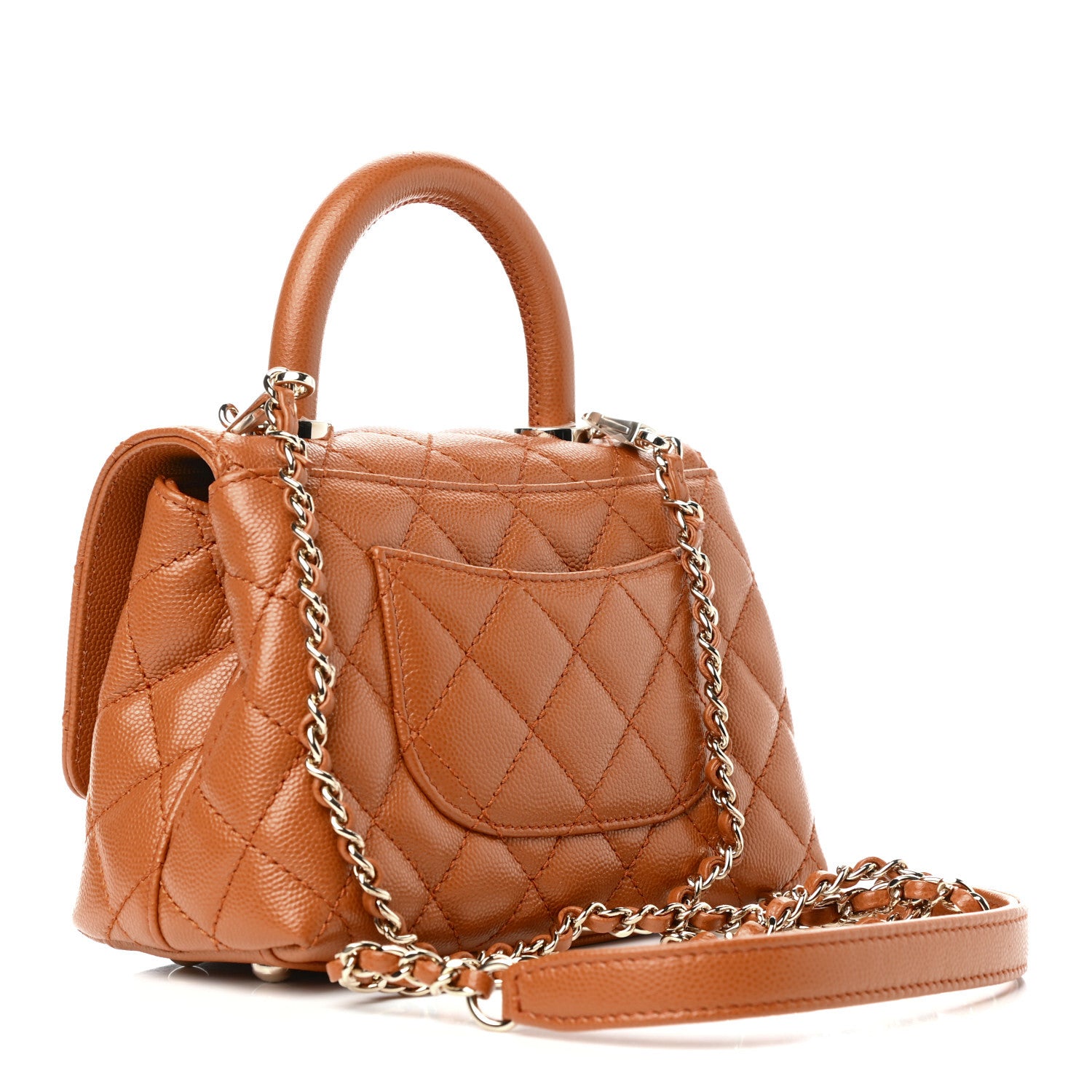 Chanel Caviar Quilted Extra Mini Coco Handle Flap Light Brown 3 of 9