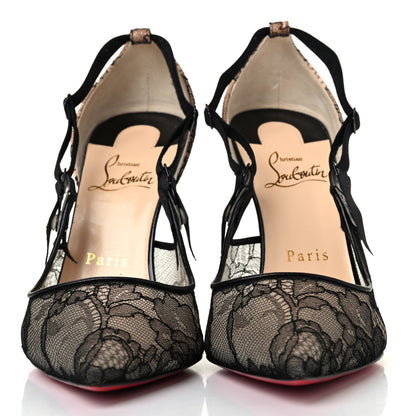 Christian Louboutin Nappa Patent Chantilly Lace Hot Jeanbi 100 Pumps 38.5 Black 2 of 4
