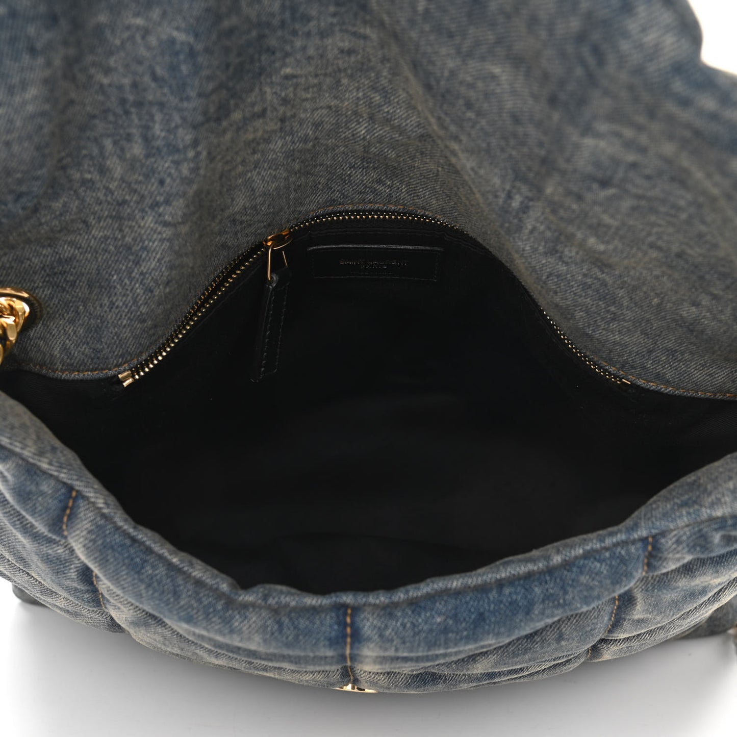 Denim Quilted Medium Loulou Puffer Monogram Chain Satchel Blue Cinnamon