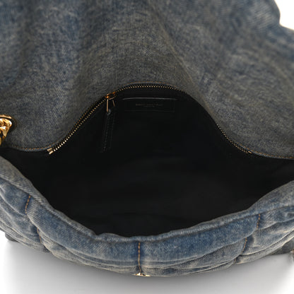 Saint Laurent Denim Quilted Medium Loulou Puffer Monogram Chain Satchel Blue Cinnamon 5 of 10