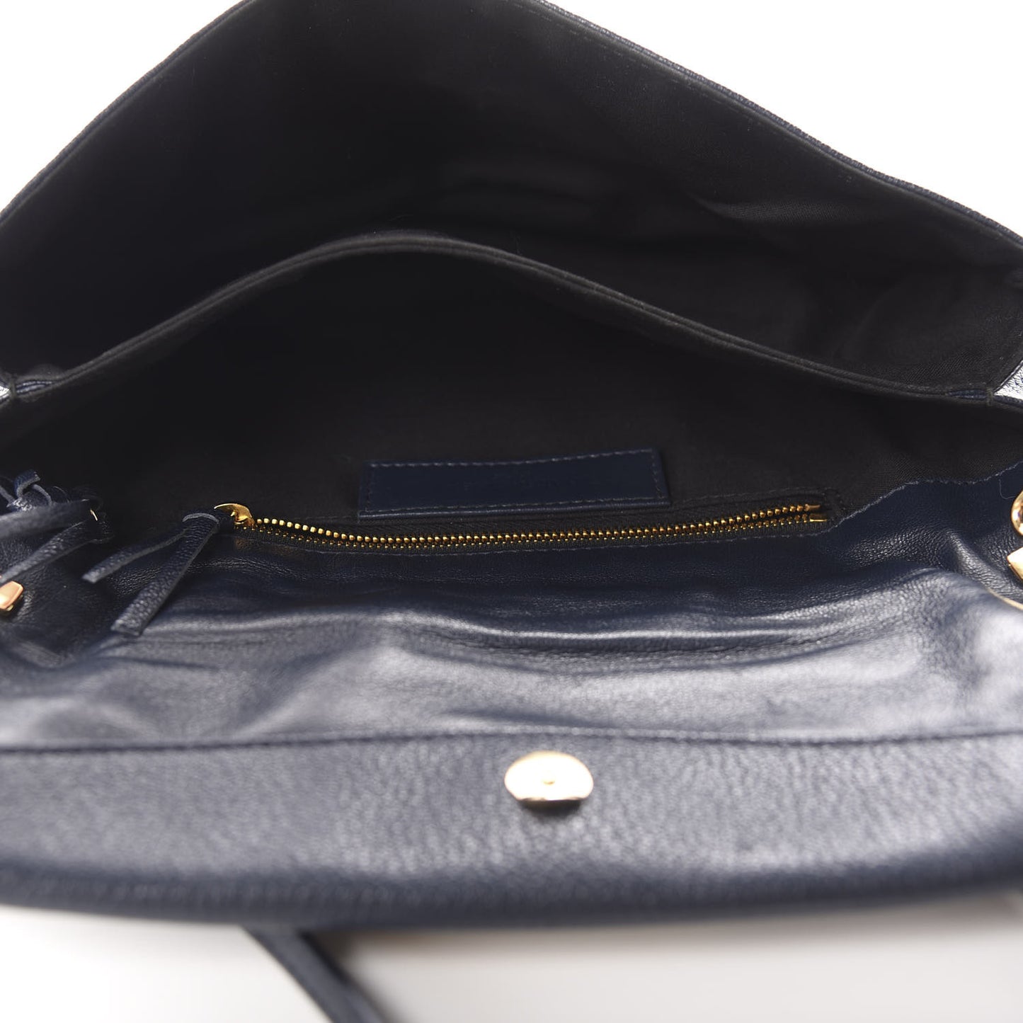 Chevre Gold Metallic Edge Hardware Envelope Clutch Bleu Nuit
