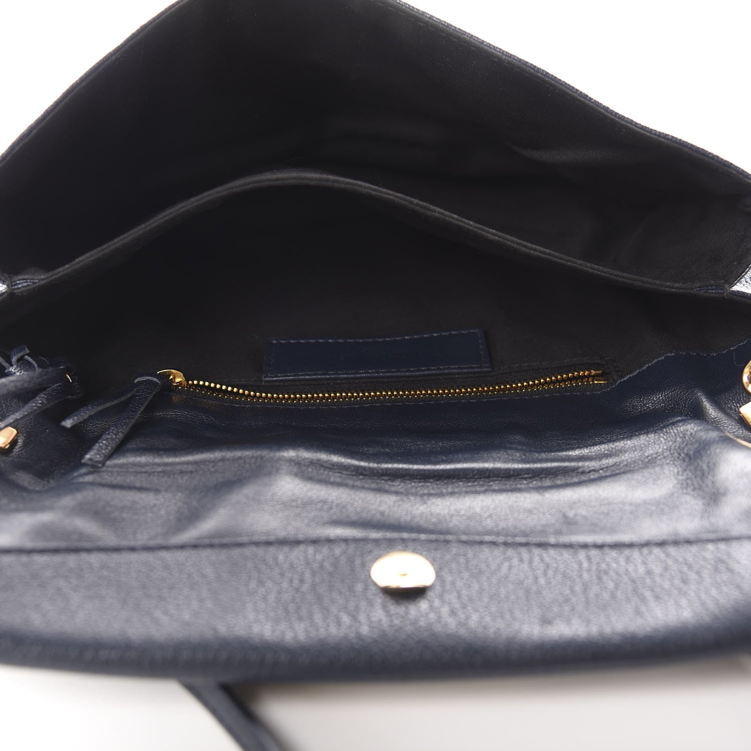 Balenciaga Chevre Gold Metallic Edge Hardware Envelope Clutch Bleu Nuit 6 of 11