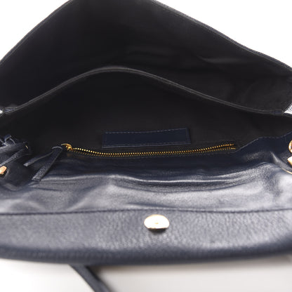 Balenciaga Chevre Gold Metallic Edge Hardware Envelope Clutch Bleu Nuit 6 of 11