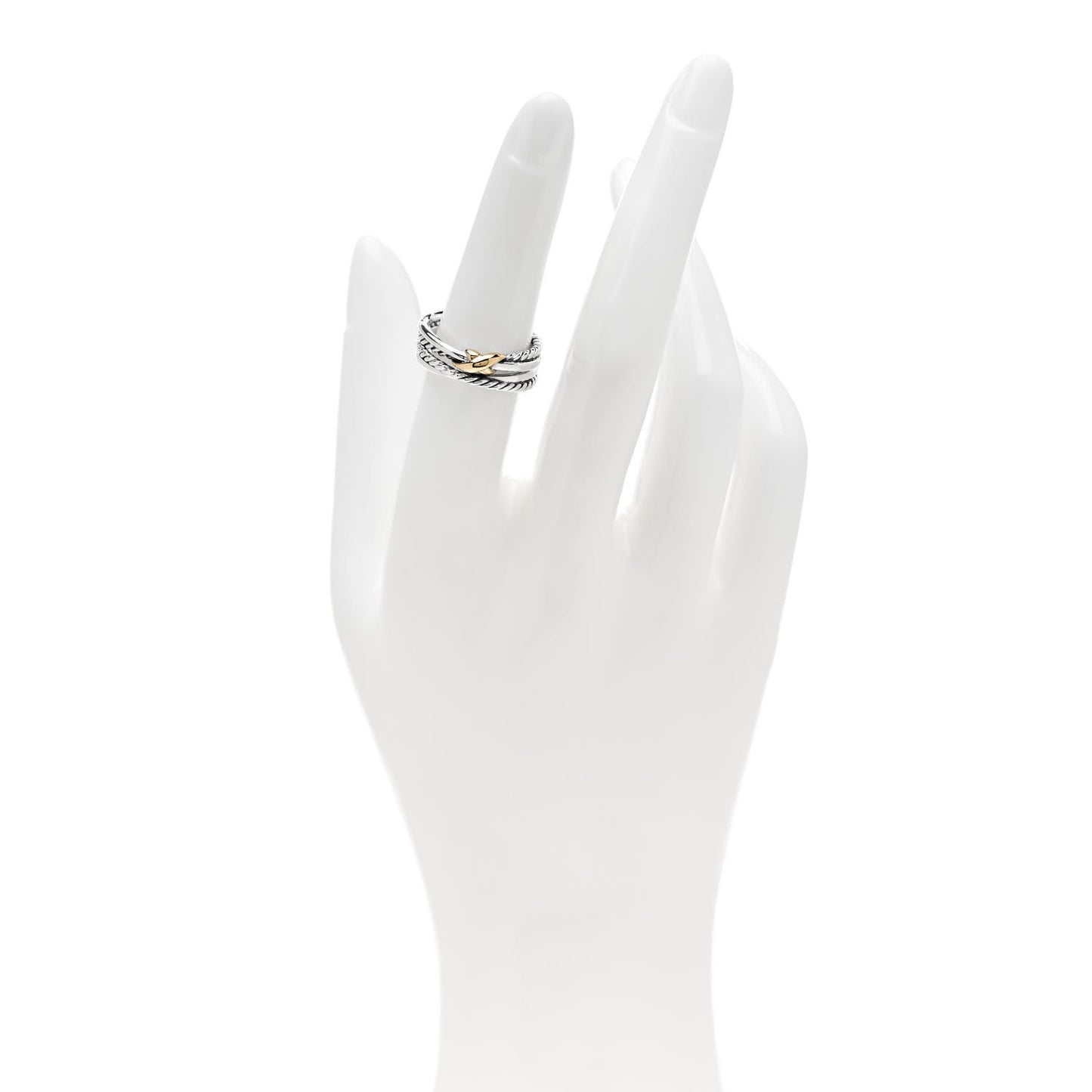 Sterling Silver 18K Yellow Gold 6mm X Crossover Ring 52 6
