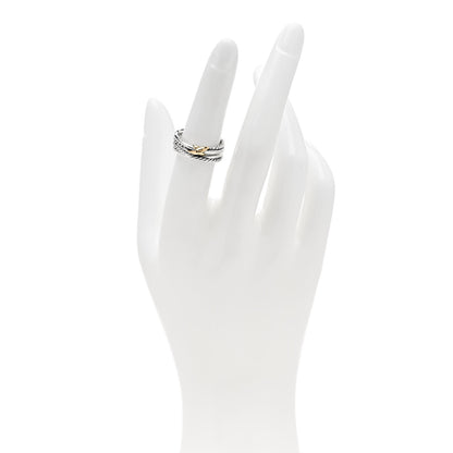 David Yurman Sterling Silver 18K Yellow Gold 6mm X Crossover Ring 52 6 2 of 4
