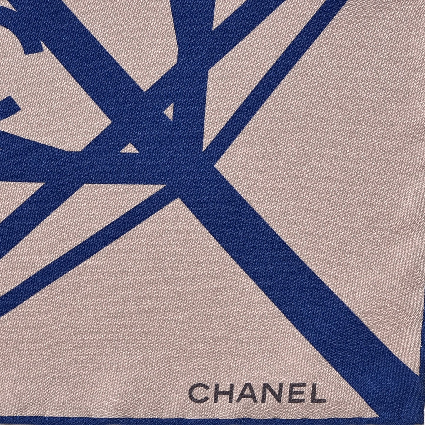 Silk CC Geometric Scarf Beige Blue