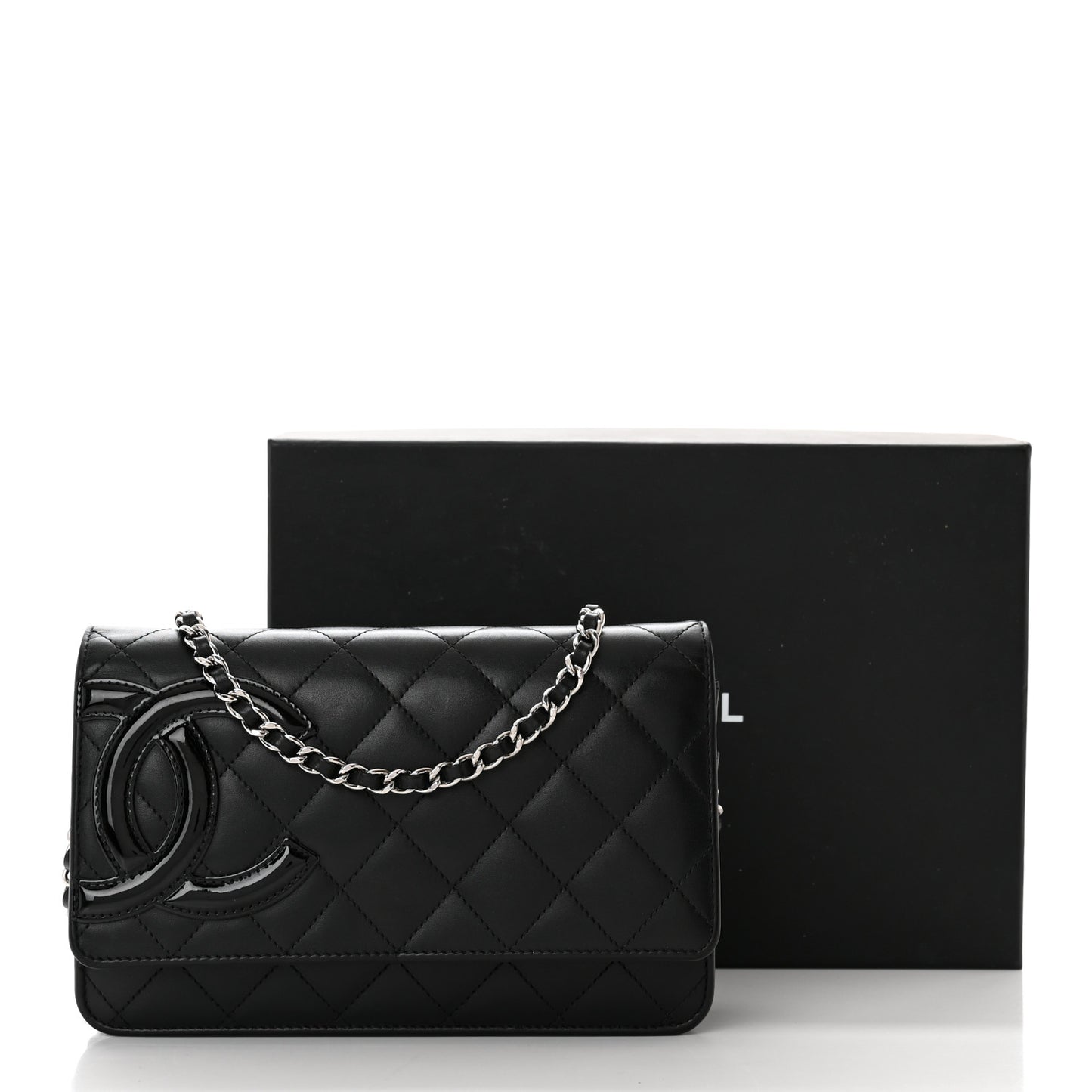 Calfskin Quilted Cambon Wallet on Chain WOC Black