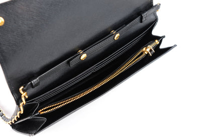 Prada Saffiano Metal Oro Chain Wallet Nero Black 5 of 8