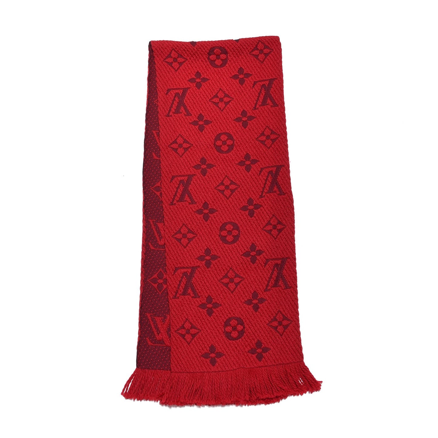 Wool Silk Logomania Scarf Rubis