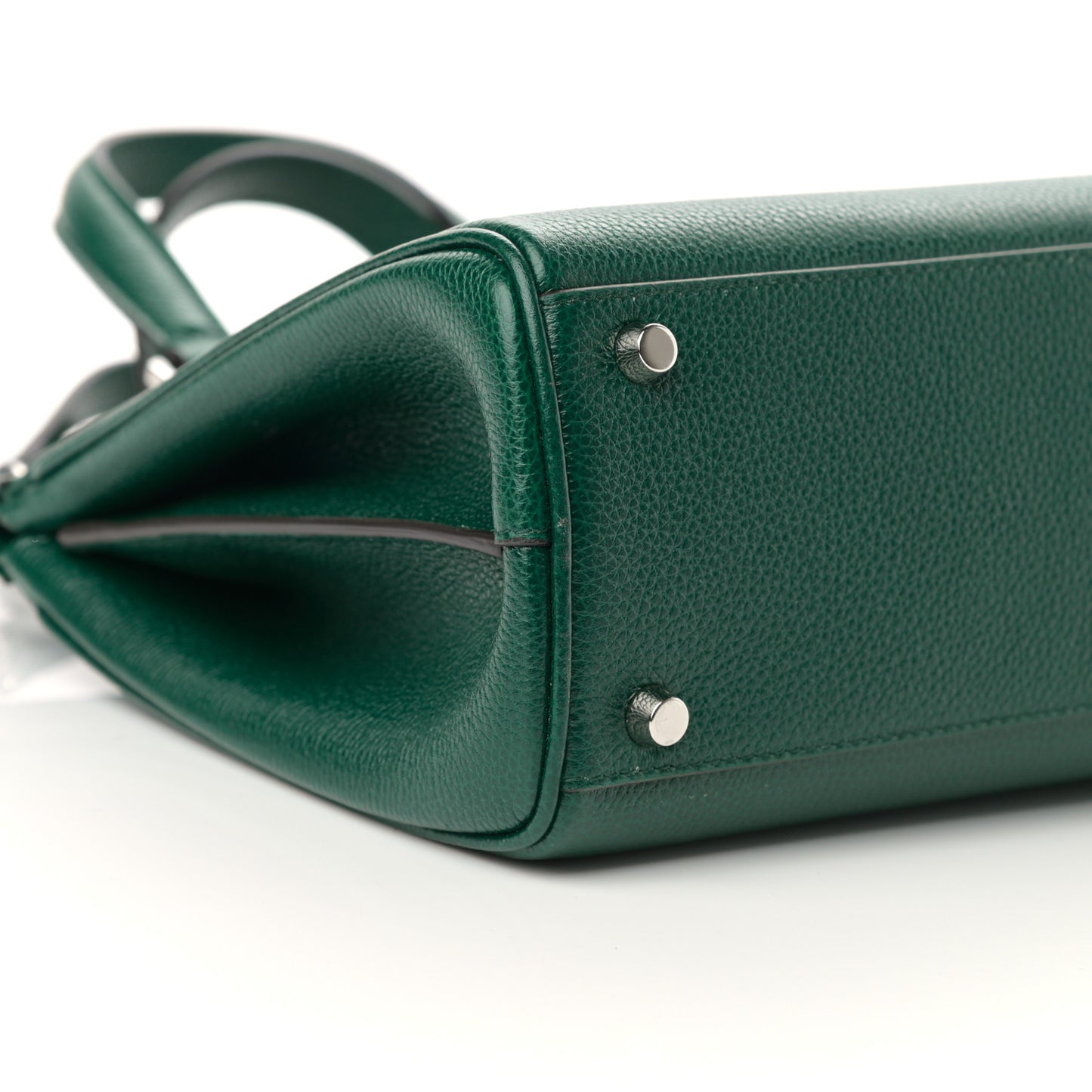 Grainy Calfskin Small Zumi Top Handle Bag Vintage Green
