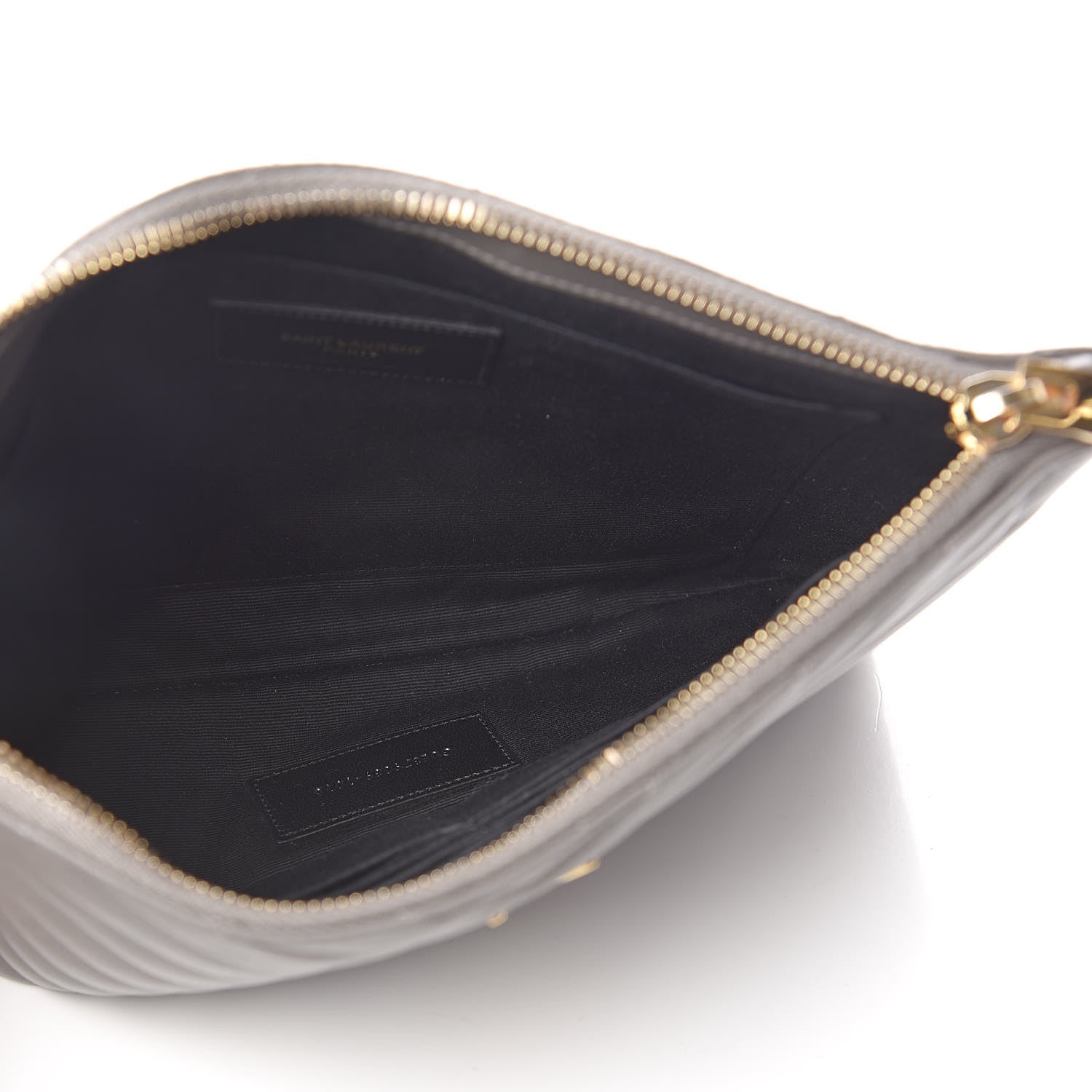 Saint Laurent Calfskin Matelasse Chevron Monogram A5 Wristlet Earth 5 of 10
