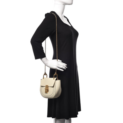 Chloe Calfskin Perforated Mini Drew Shoulder Bag White 2 of 12