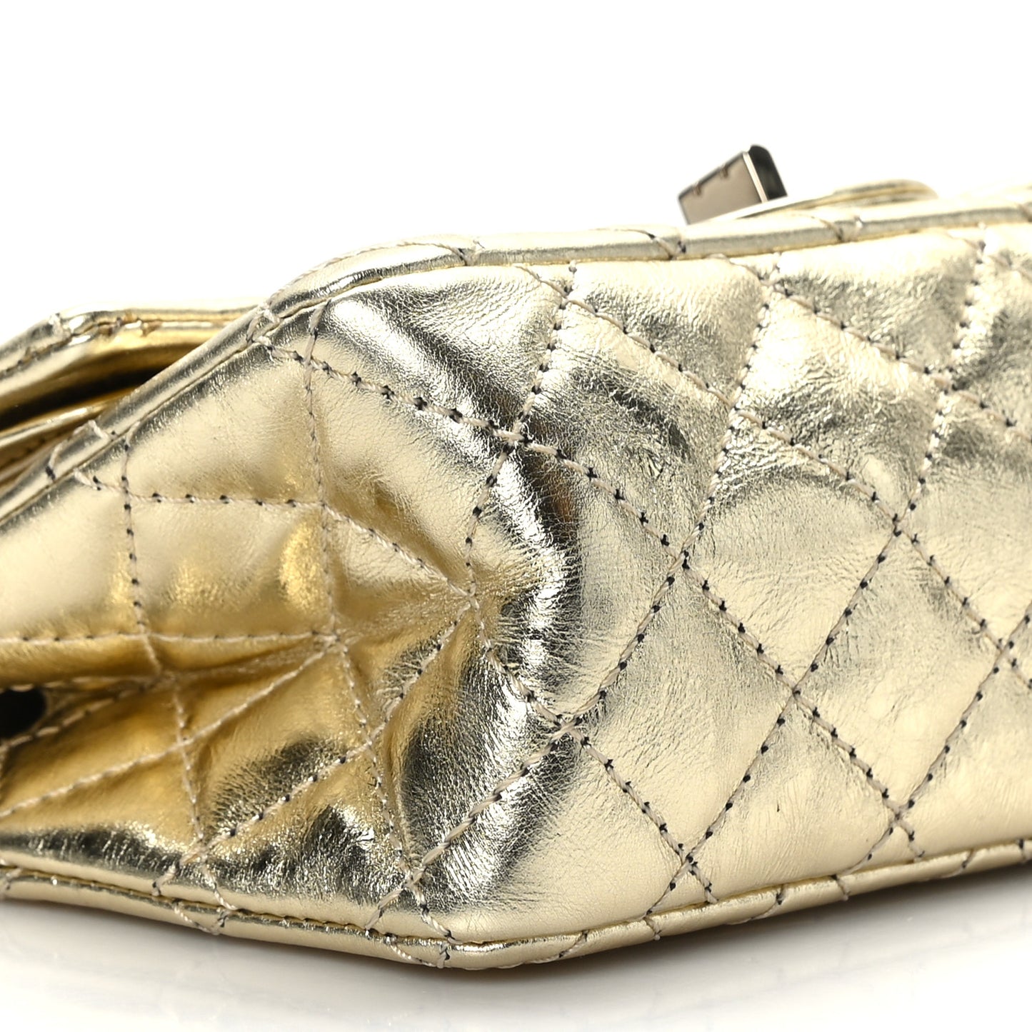 Metallic Aged Calfskin 2.55 Reissue 224 Flap Gold