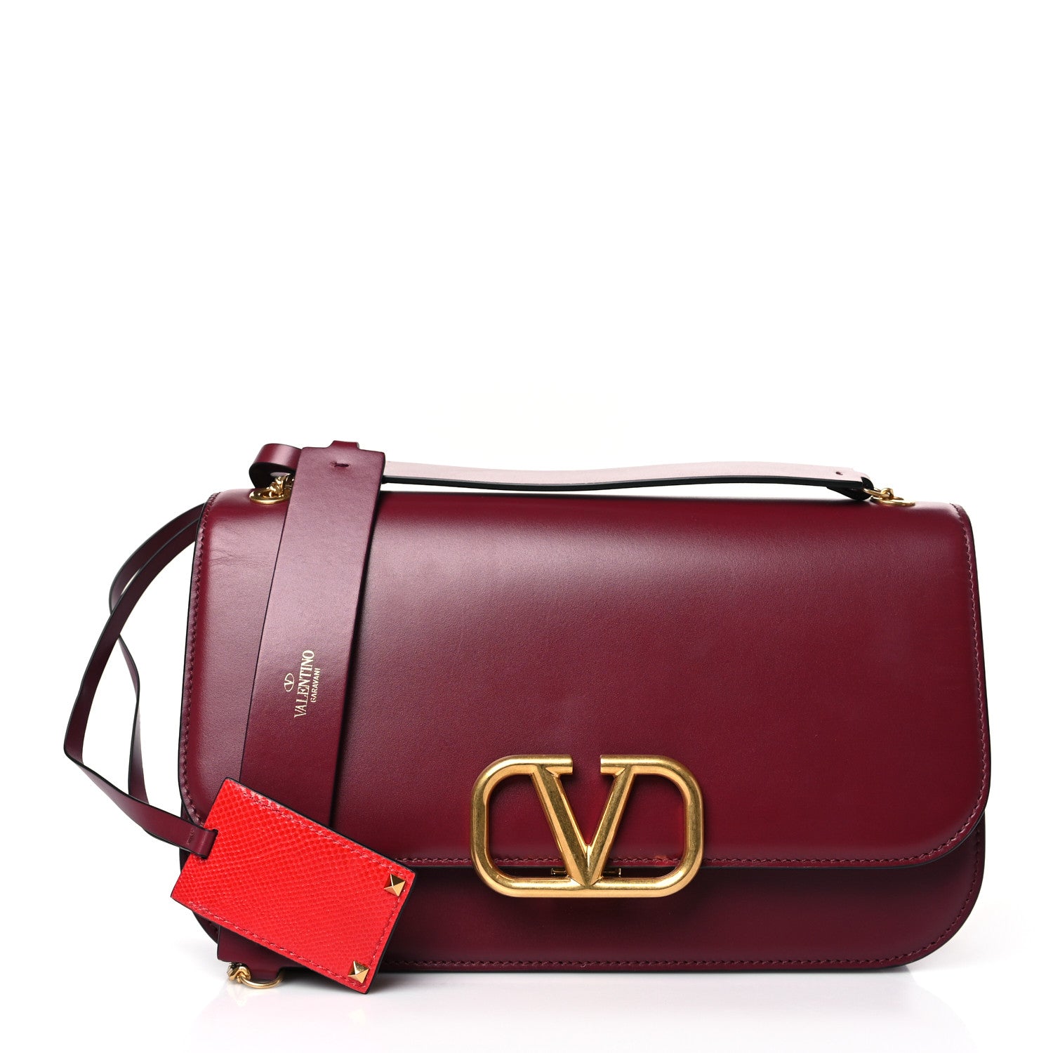 Valentino Garavani Smooth Calfskin Medium VLock Shoulder Bag Cerise 1 of 8