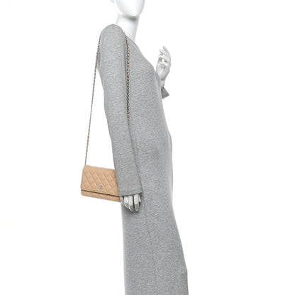 Chanel Caviar Quilted Wallet On Chain WOC Beige 2 of 12