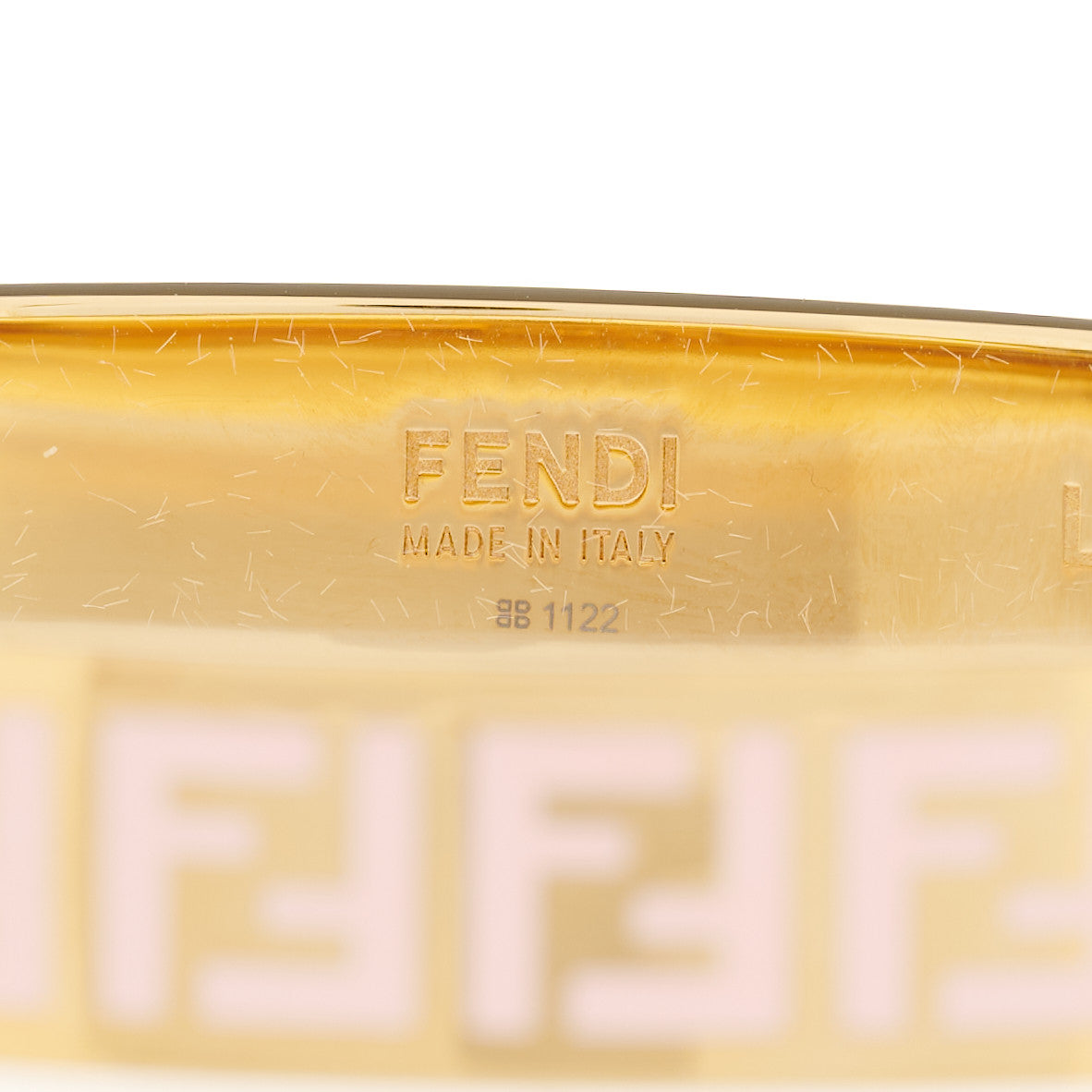 Fendi Brass Enamel FF Bracelet L Gold Pink 3 of 4