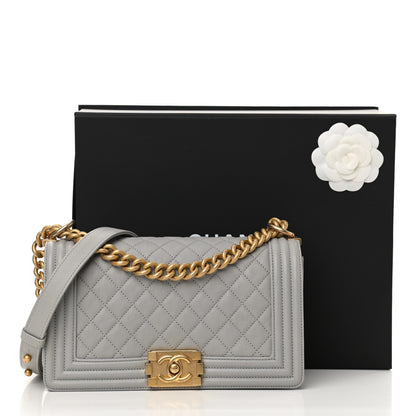 Chanel Caviar Quilted Medium Boy Flap Light Grey 11 of 11