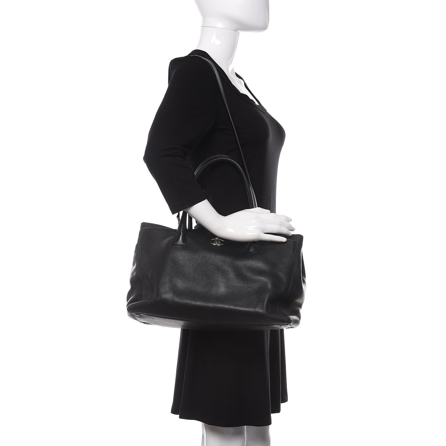 Chanel Calfskin Cerf Executive Shopper Tote Black 3 of 13