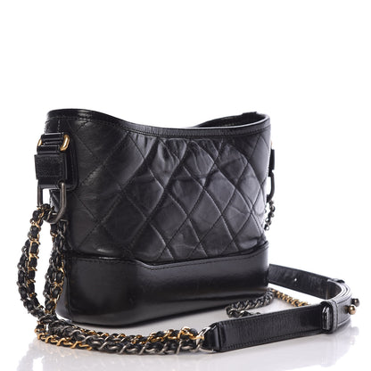 Chanel Aged Calfskin Quilted Small Gabrielle Hobo Black 3 of 14