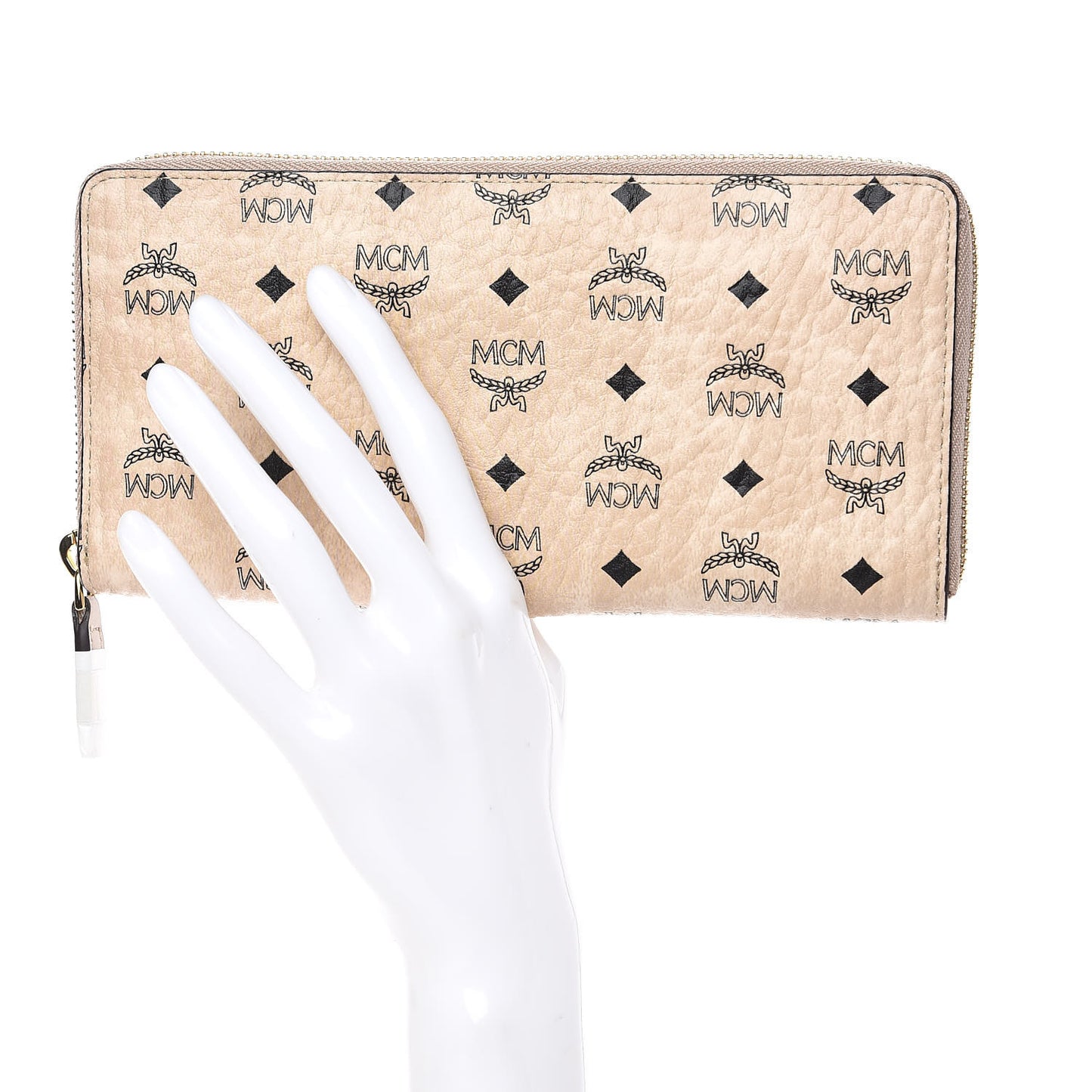 Visetos Large Zip Around Wallet Beige