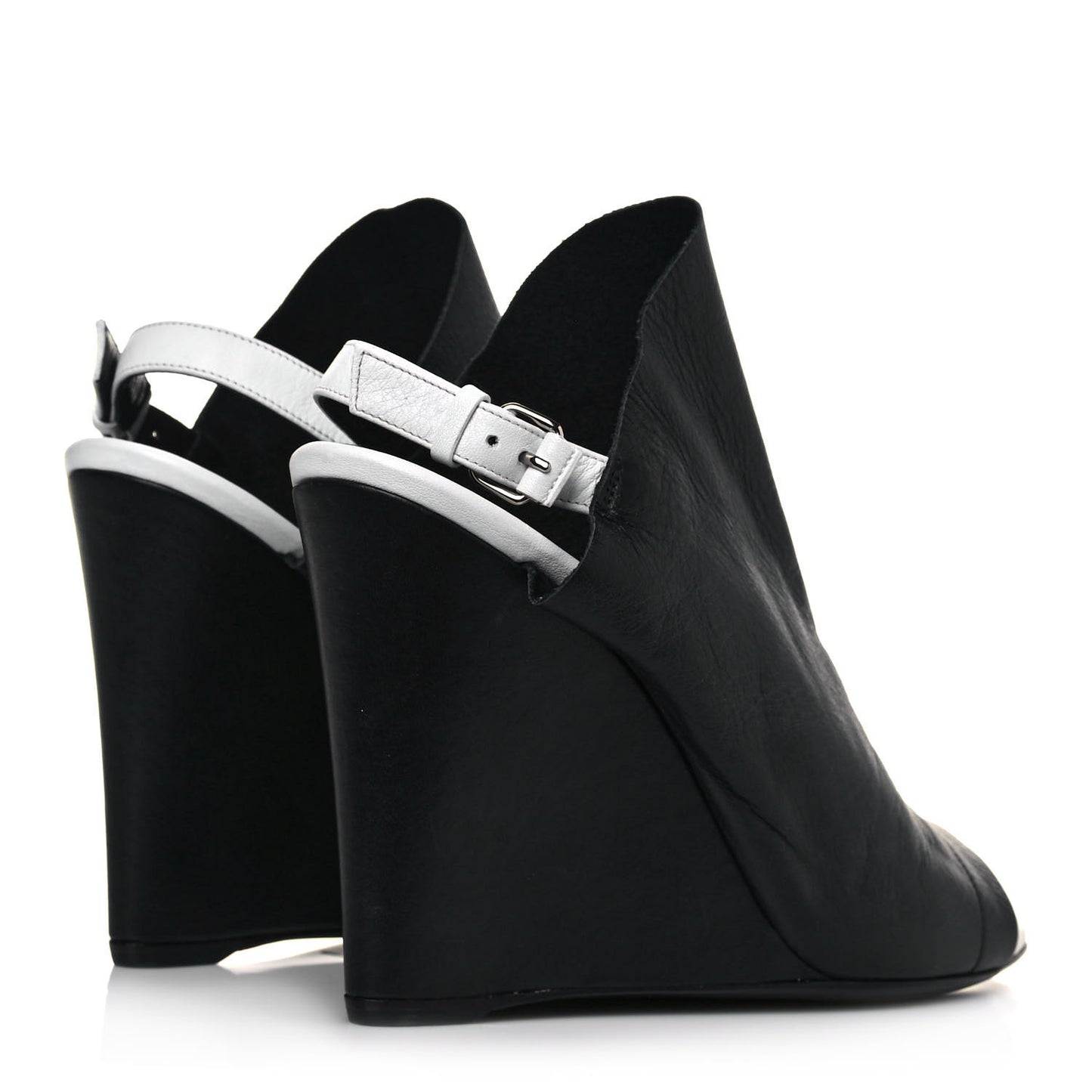 Veau Papier Wedge Sandals 41 Black White