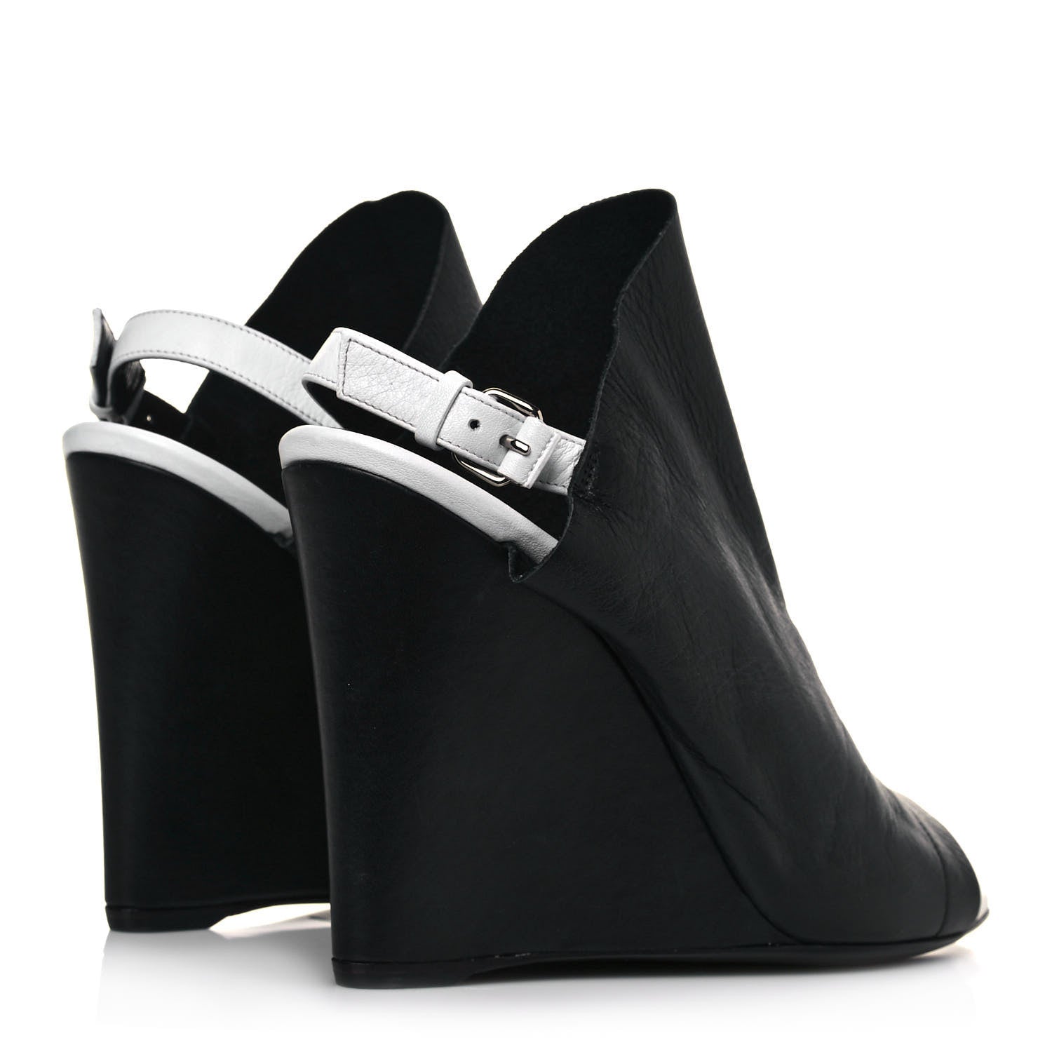 Balenciaga Veau Papier Wedge Sandals 41 Black White 4 of 11