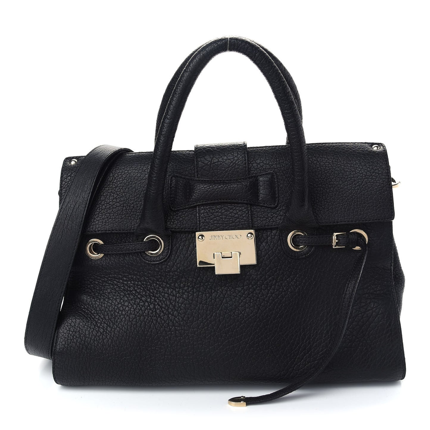 Grainy Calfskin Large Rosalie Satchel Black