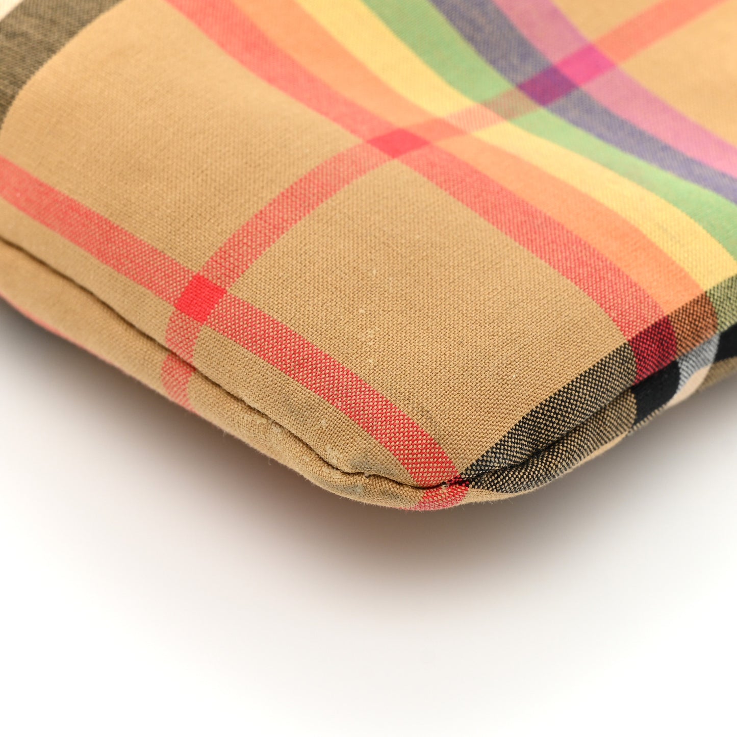 Vintage Rainbow Check Shopper Tote White