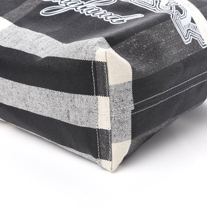 Burberry Coated Canvas Mega Check Medium Doodle Tote Black White 11 of 12