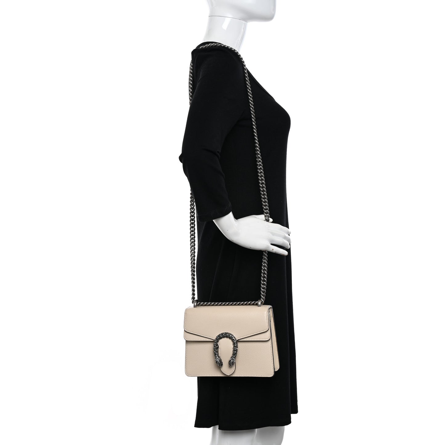 Textured Calfskin Crystal Mini Dionysus Shoulder Bag Mystic White