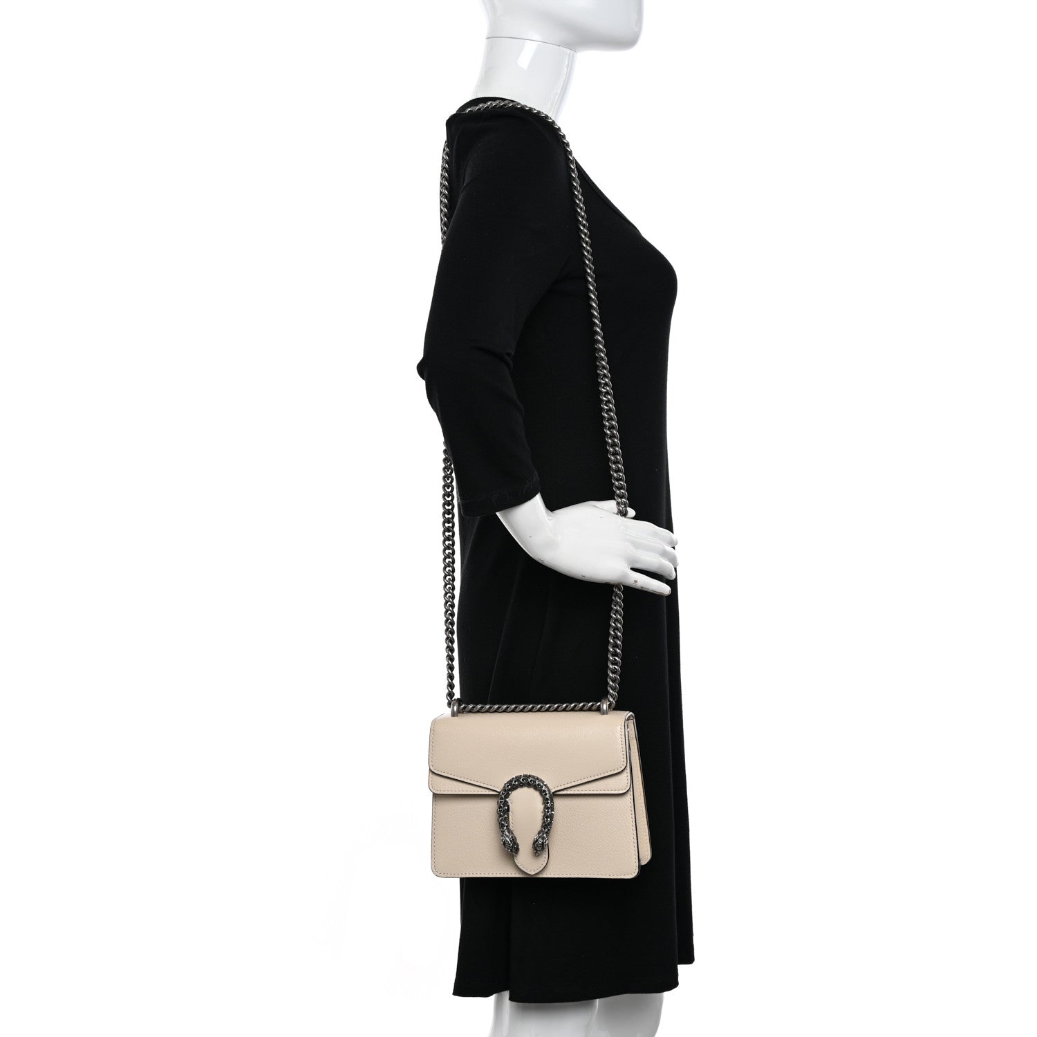 Gucci Textured Calfskin Crystal Mini Dionysus Shoulder Bag Mystic White 2 of 13