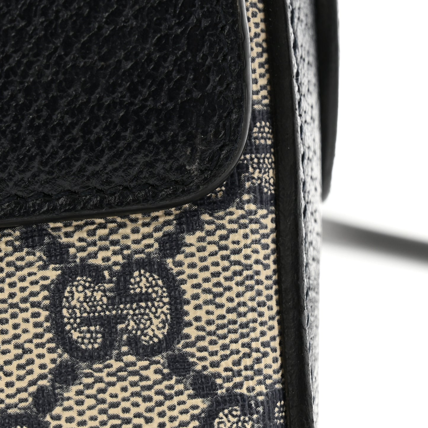 GG Supreme Monogram Textured Dollar Calfskin Small Horsebit 1955 Shoulder Bag Beige Blue