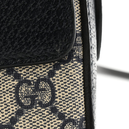 Gucci GG Supreme Monogram Textured Dollar Calfskin Small Horsebit 1955 Shoulder Bag Beige Blue 11 of 11