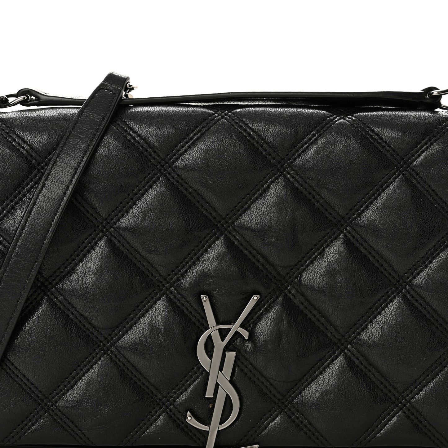 Lambskin Diamond Quilted Becky Chain Wallet Black