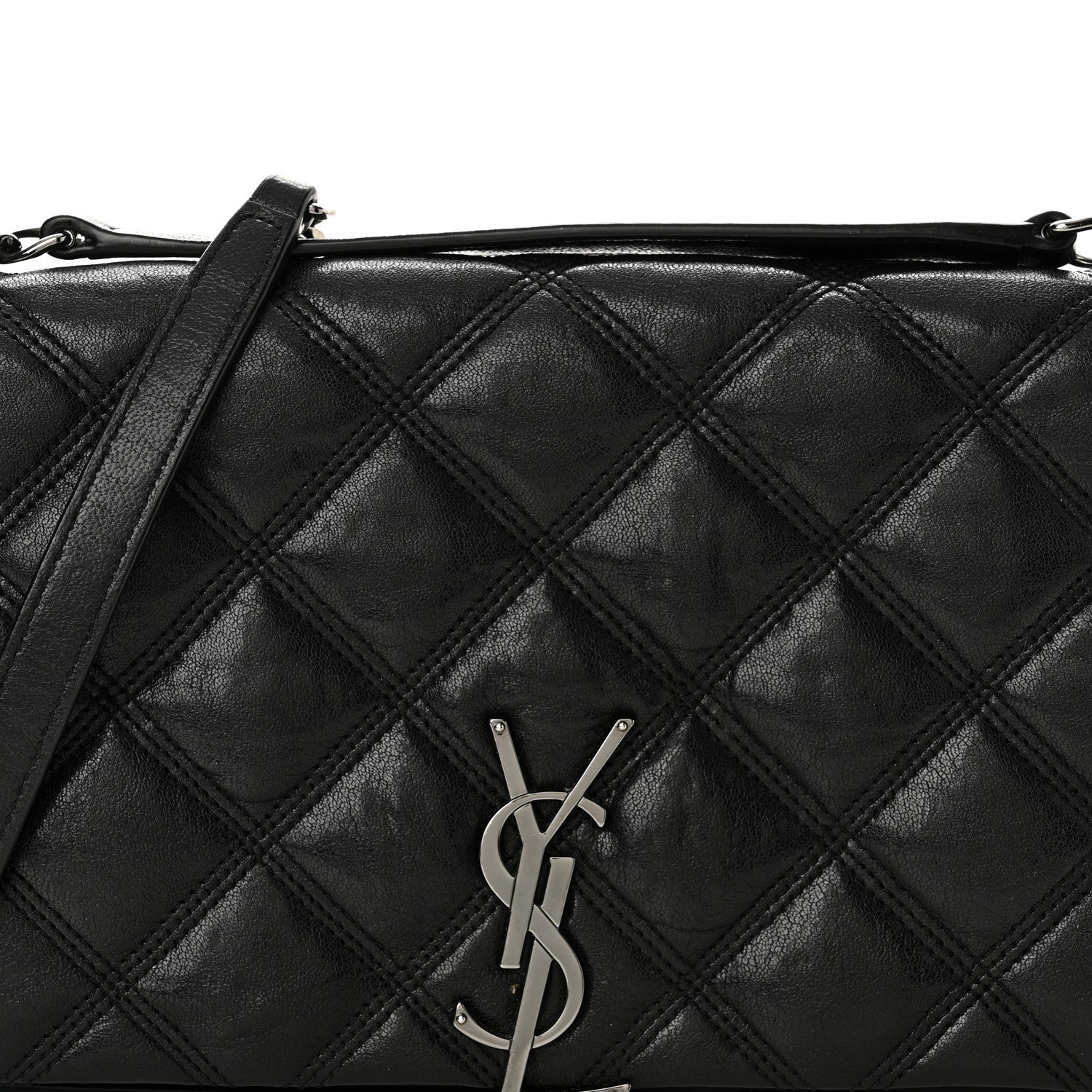 Saint Laurent Lambskin Diamond Quilted Becky Chain Wallet Black 10 of 17