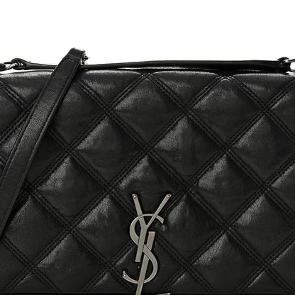 Saint Laurent Lambskin Diamond Quilted Becky Chain Wallet Black 10 of 17