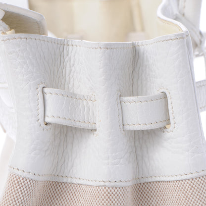 Hermes Toile Taurillon Clemence Birkin 35 White 21 of 41