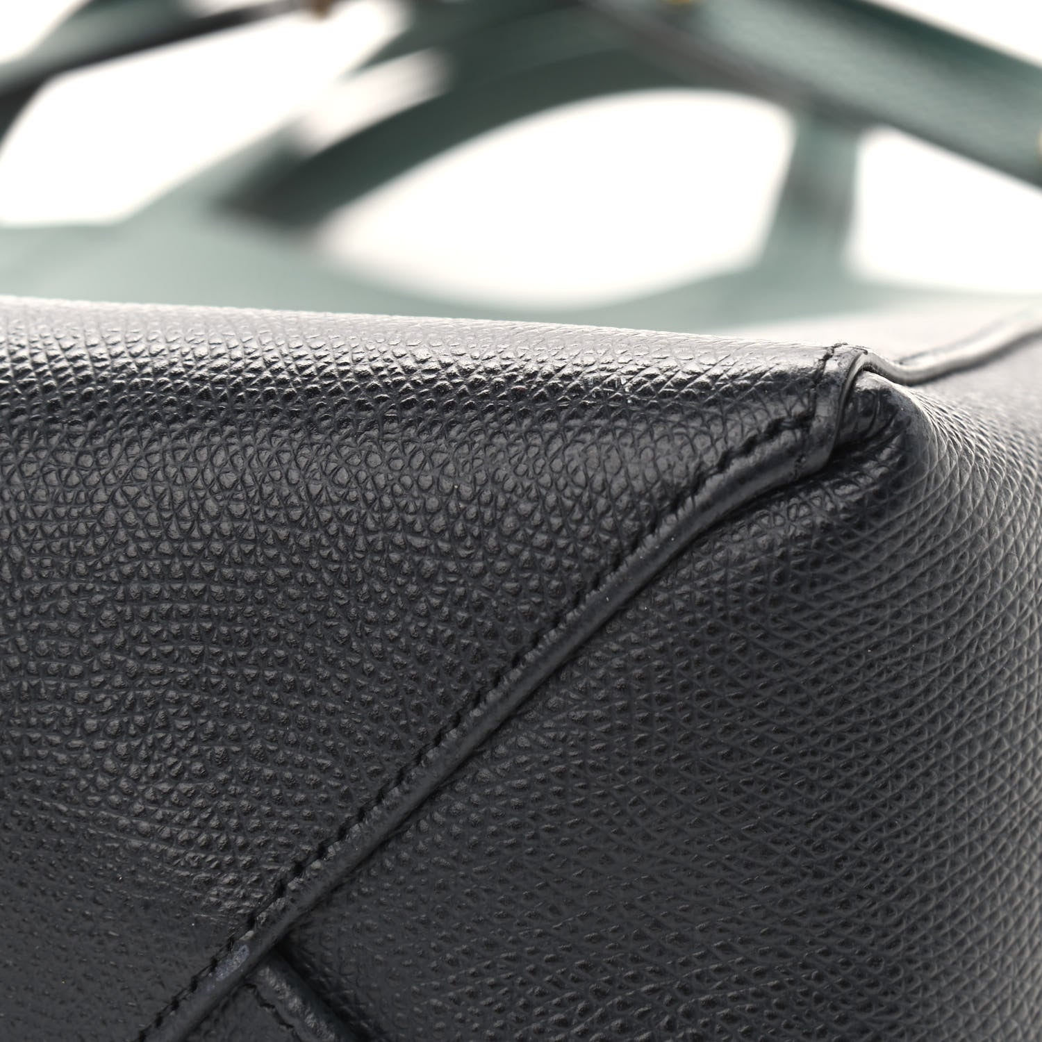 Celine Grained Calfskin Small Vertical Bi-Cabas Dark Green Black 8 of 11