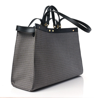 Fendi Wool Vitello King Houndstooth FF Embroidered Medium Peekaboo X-Tote Grigio Anthracite 3 of 8