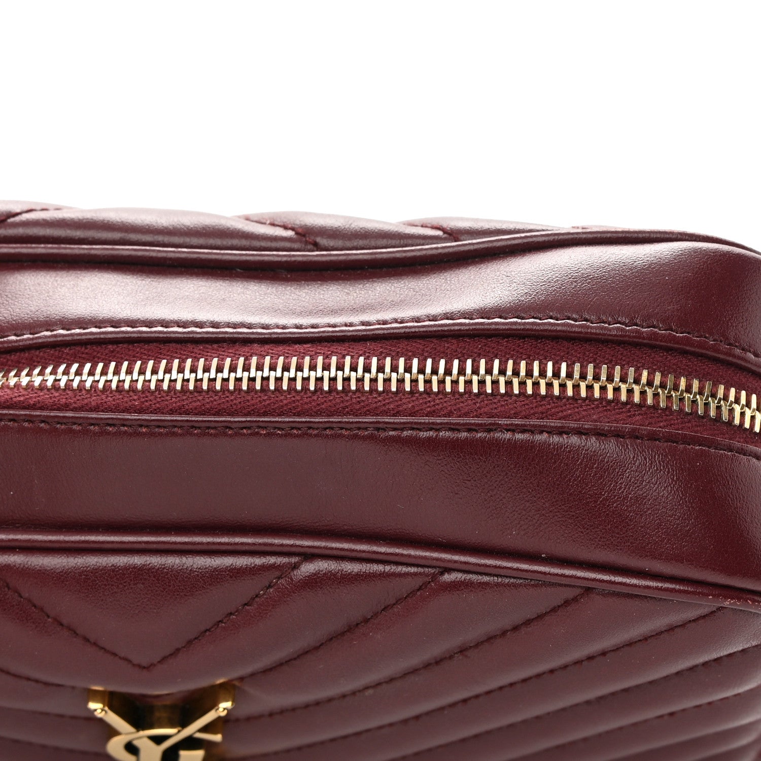 Saint Laurent Calfskin Matelasse Monogram Lou Camera Bag Dark Legion Red 13 of 22