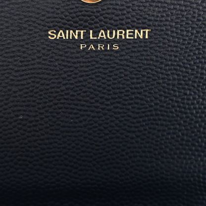 Saint Laurent Grain De Poudre Matelasse Chevron Monogram Flap Wallet Deep Marine 7 of 9