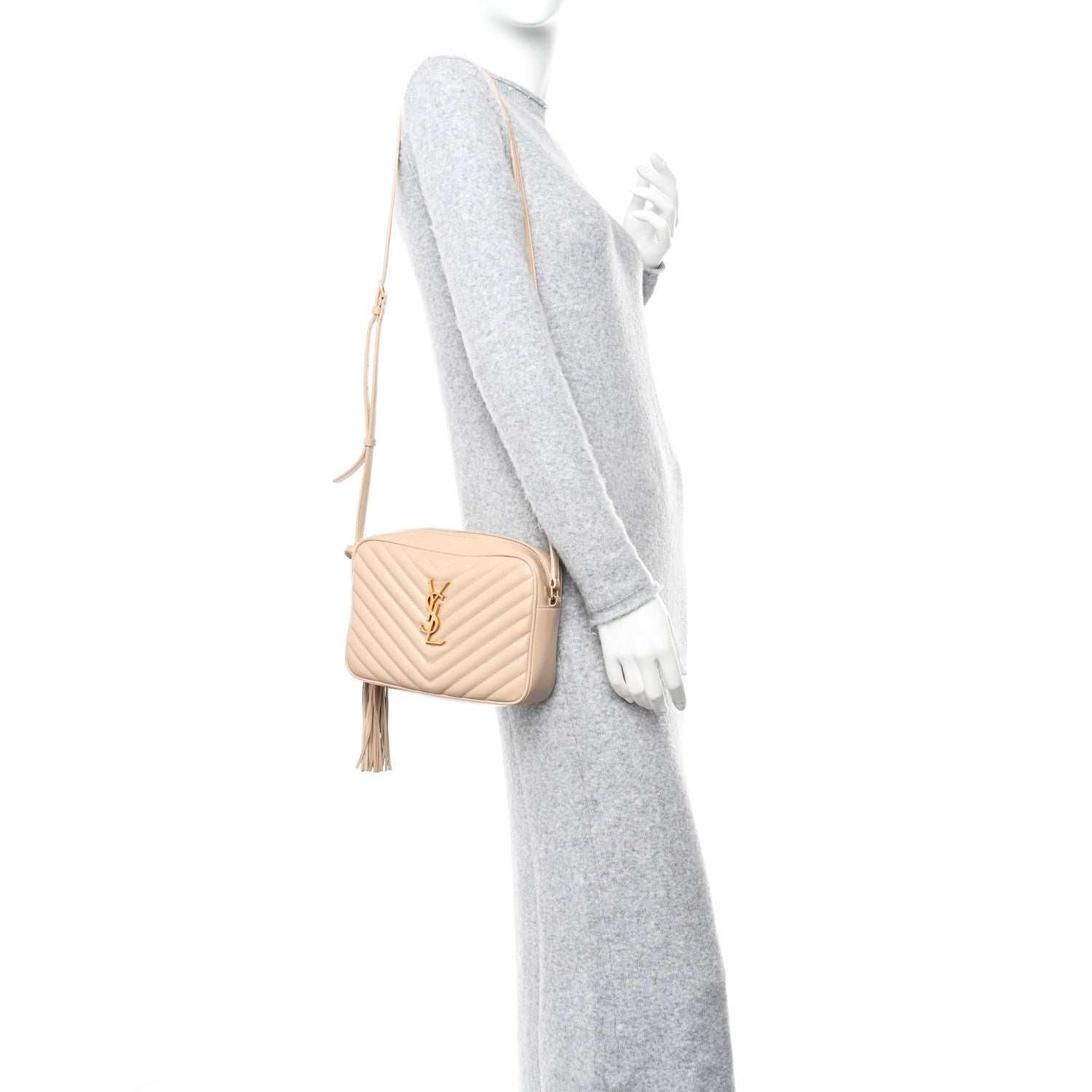 Saint Laurent Calfskin Matelasse Monogram Lou Camera Bag Nude Powder 2 of 11