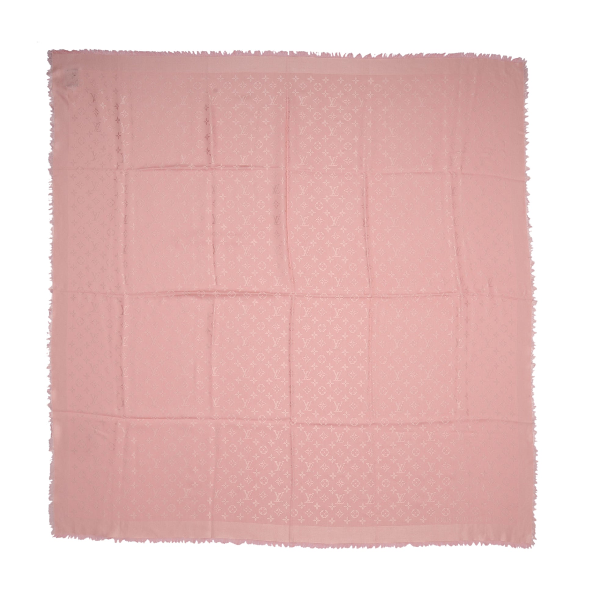 Louis Vuitton Wool Silk Monogram Shawl Rose Petale 3 of 5