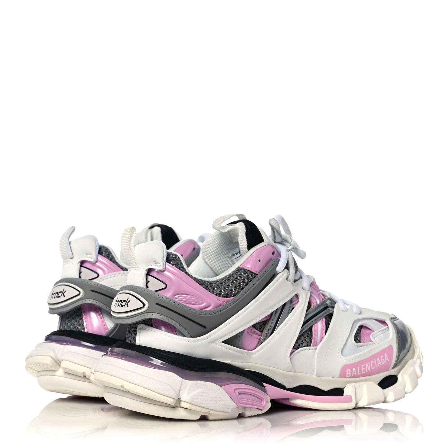Mesh Rubber Bi-Color Womens Track Sneakers 38 White Pink Grey
